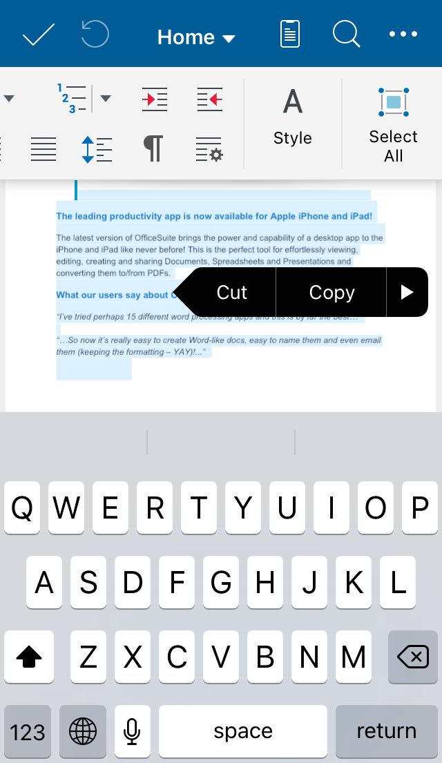 Sélectionner un texte MobiSystems